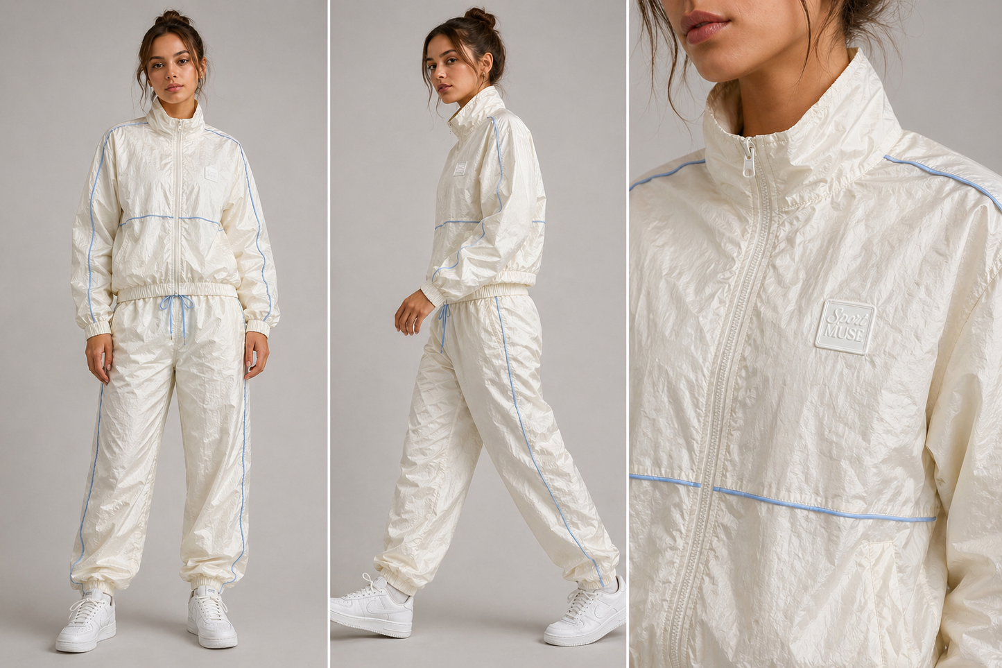 Sport Muse Windbreaker Tracksuit (Jacket and Pants) in Bone