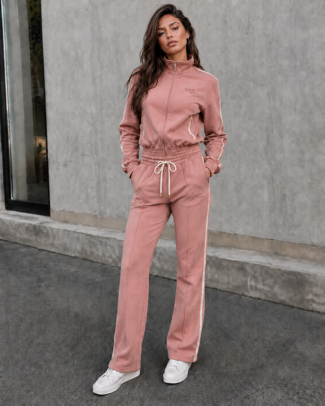 Sport Muse French Terry Tracksuit - Cocoa Rose