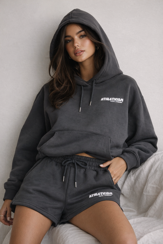 Athleticism Hoodie & Shorts Set - Slate Grey