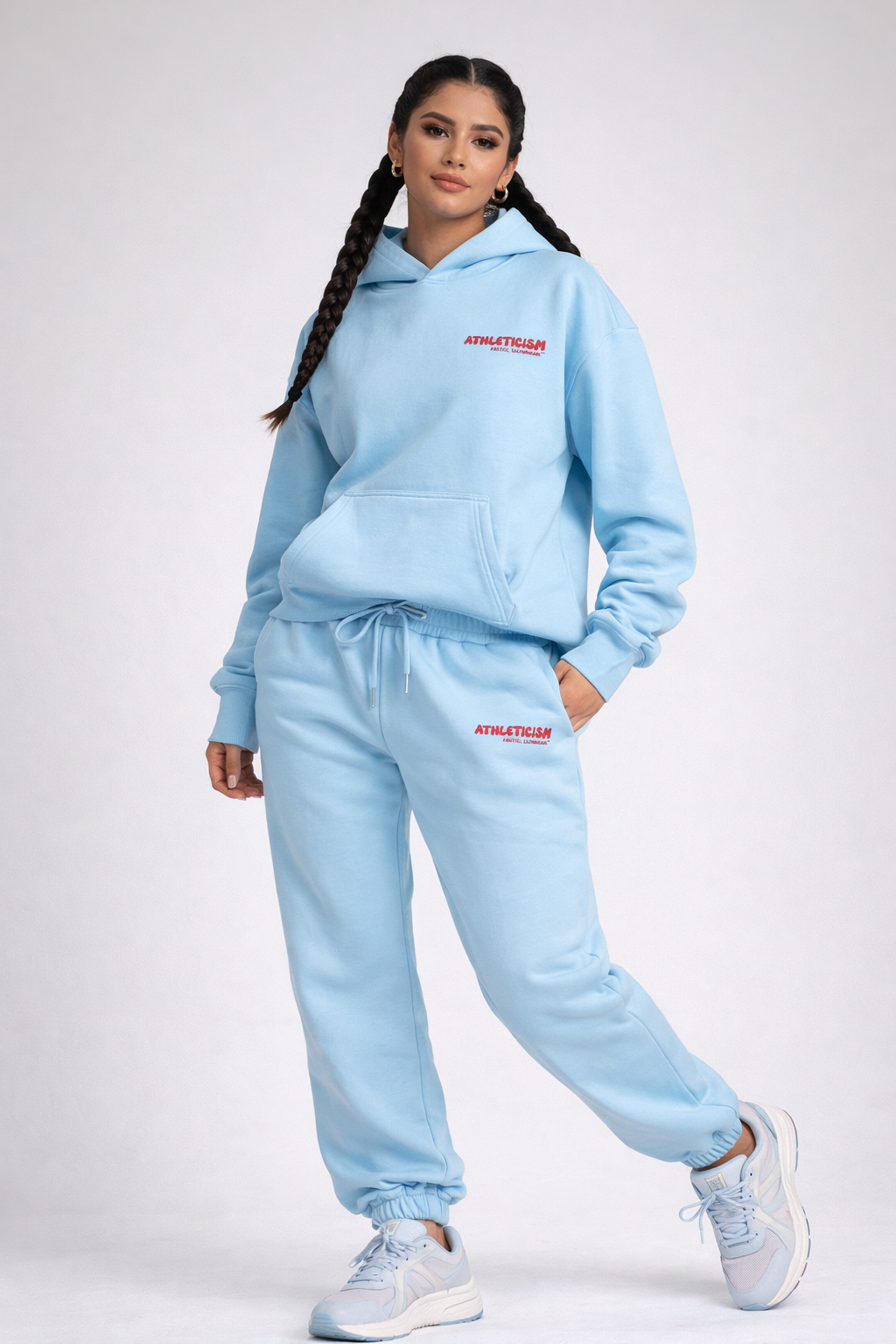 Athleticism Hoodie and Track Pants Set- Dream Blue