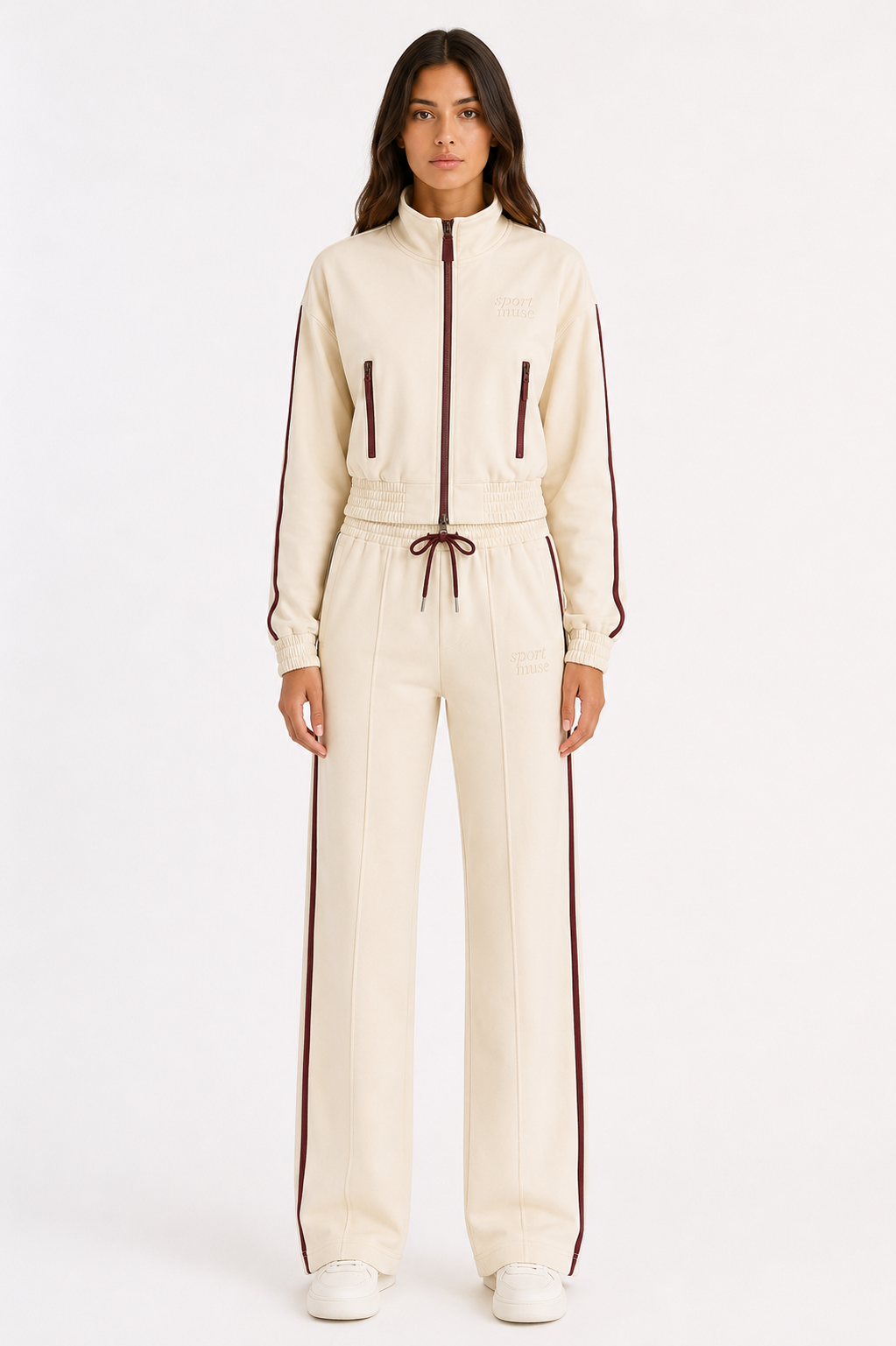 Sport Muse French Terry Tracksuit- Milk & Mahogany
