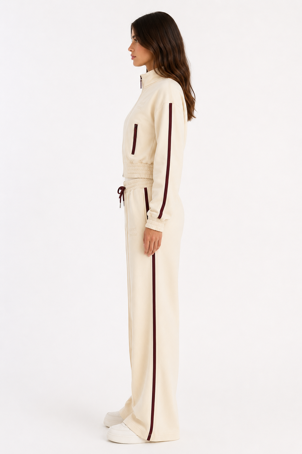 Sport Muse French Terry Tracksuit- Milk & Mahogany