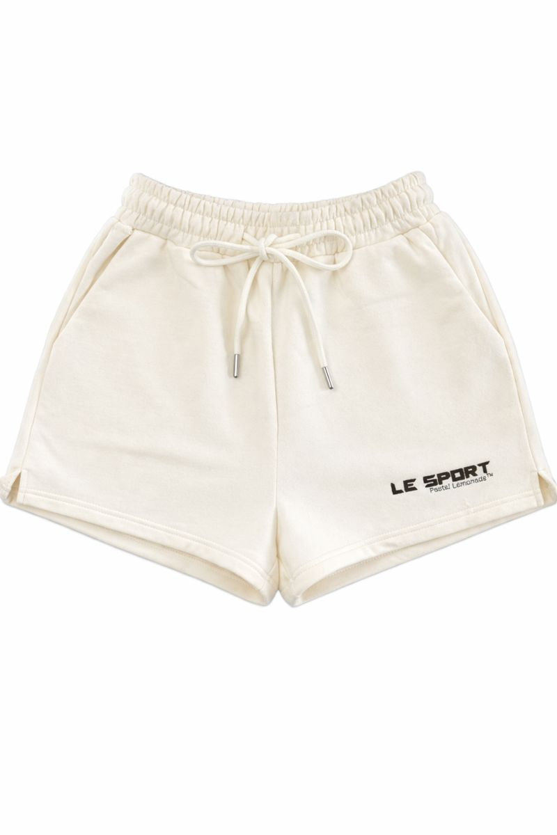 Le Sport Hoodie and Track Shorts Set- Vanilla